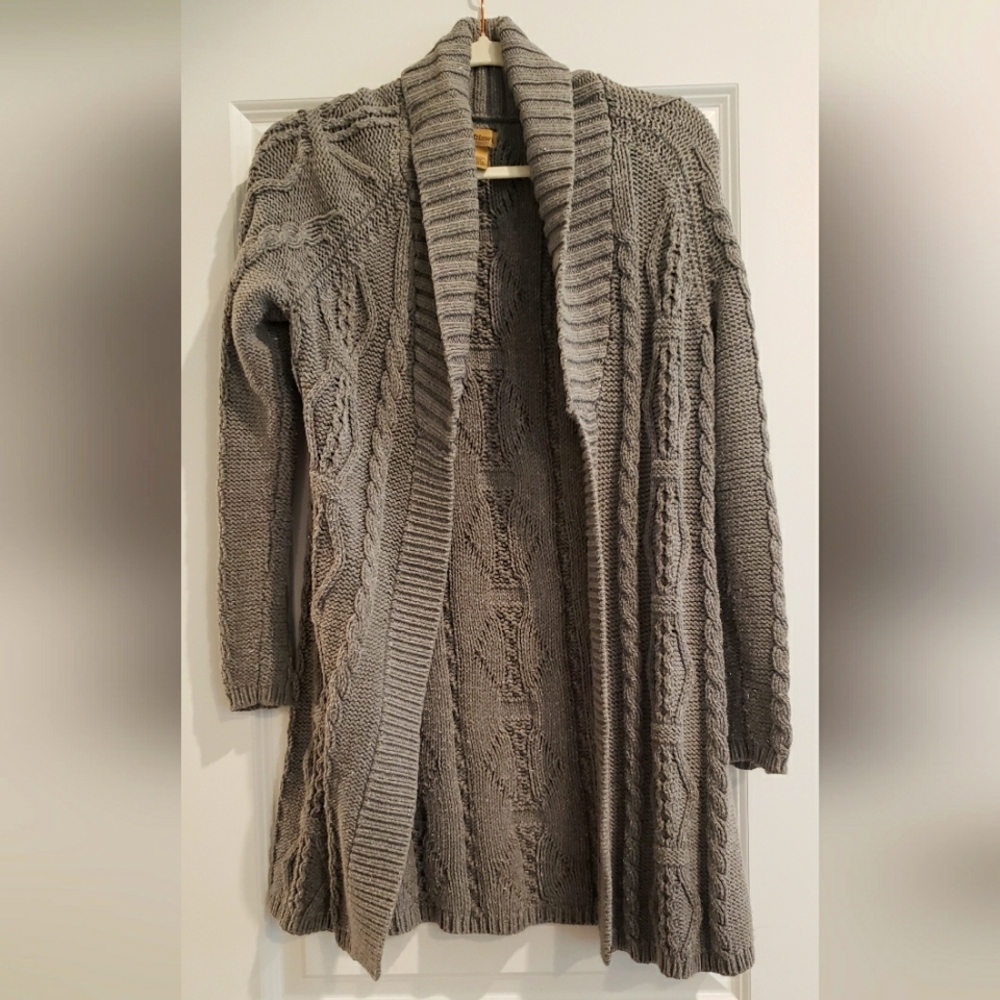 Ruff Hewn Cozy Gray Cable Knit Cardigan Sweater